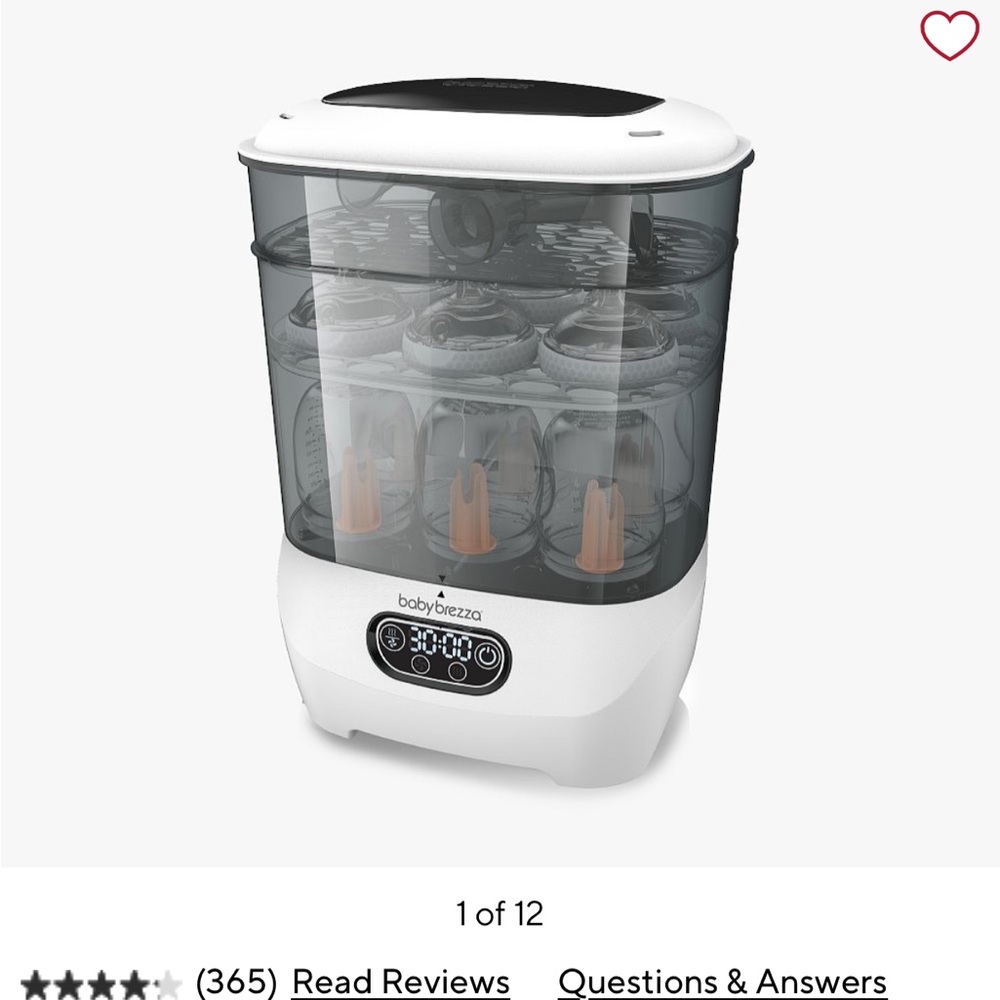Baby Brezza Bottle Sterilizer - Black and White